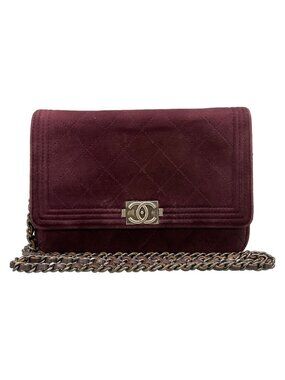 Chanel Wallet Boy Bordeaux Chain Silver Shoulder Bag